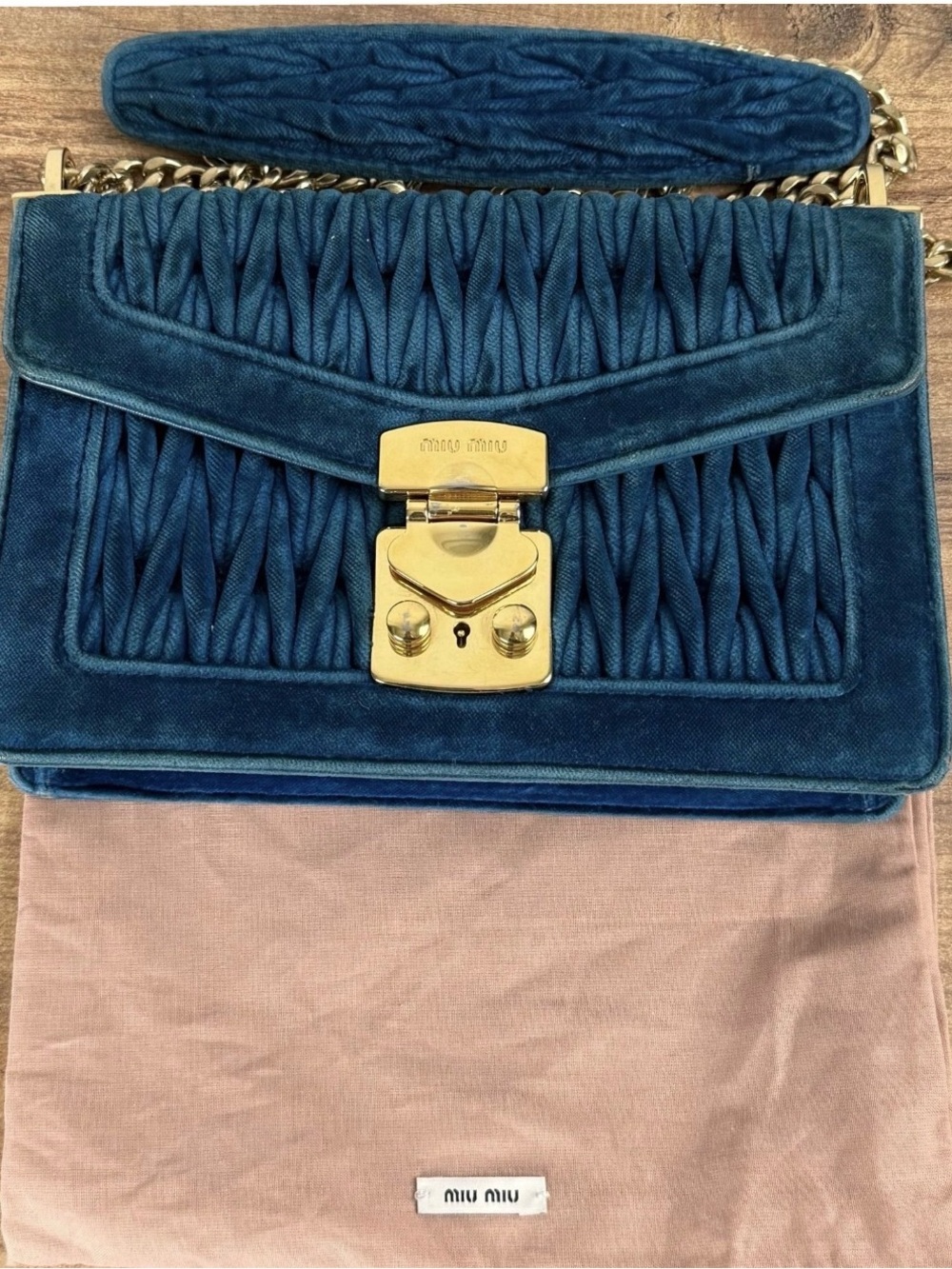 Miu Miu blue velvet shoulder bag - Picture 2 of 15